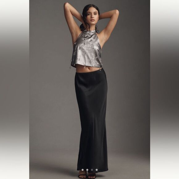 NEW The Wolf Gang Luvia Beaded Halterneck Bouse Silver Large - Picture 7 of 7